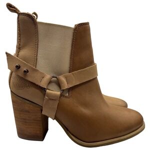 Harley Davidson Catalani Bootie Womens Size 8.5 Tan Leather Pull On Biker Boots